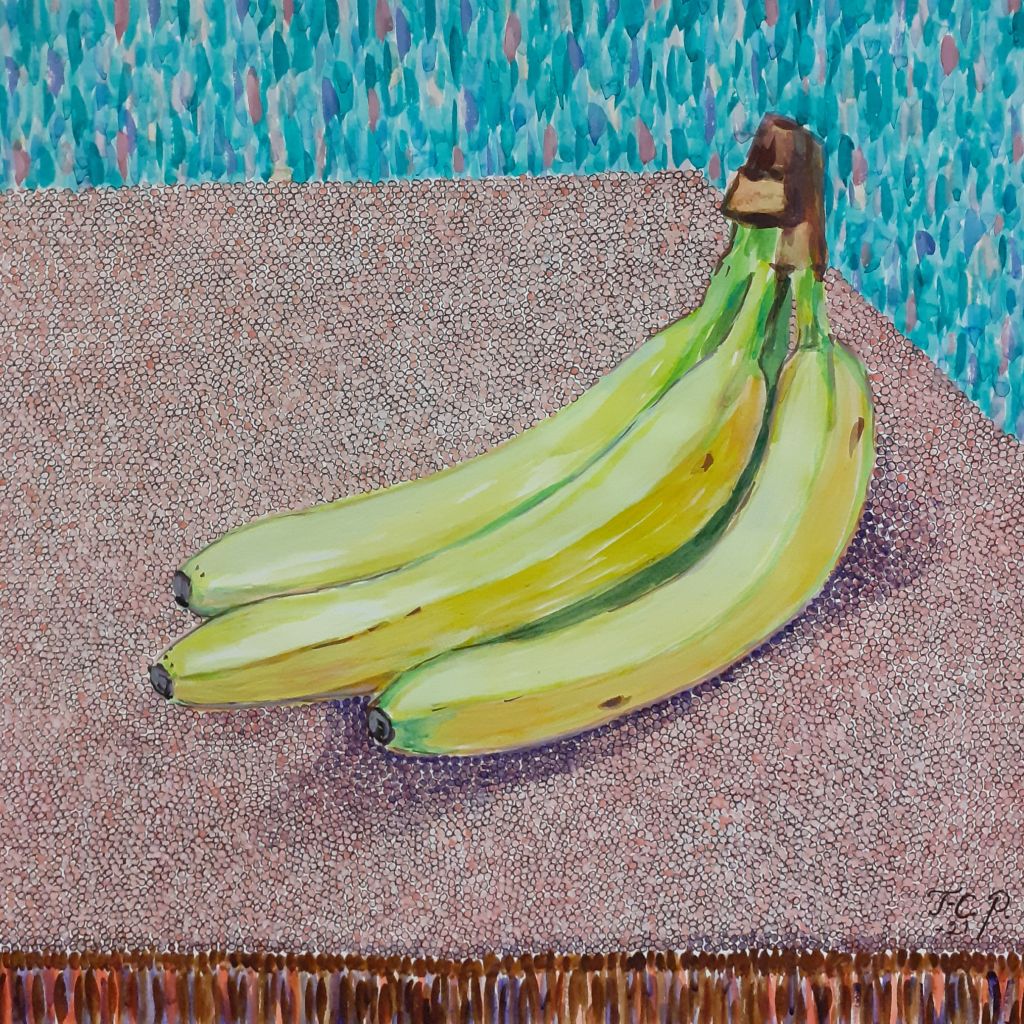maalaus nimeltä Banaaniasetelma II taiteilijalta Taru-Carita Pullinen